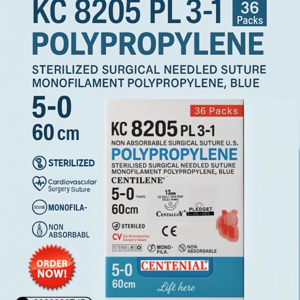 KC 8205PL3 POLYPROPYLENE 5-0 CIRCLE TAPER POINT DOUBLE ARMED 60 CM
