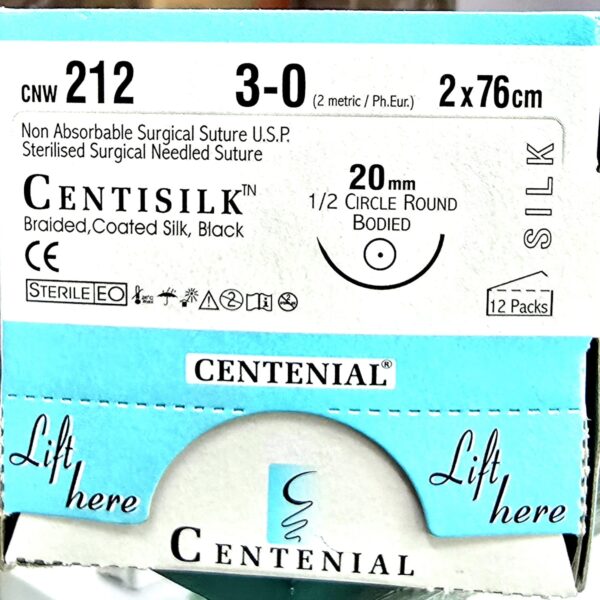 Centisilk 3-0 Round Body 20mm Needle 2x76cm cnw212