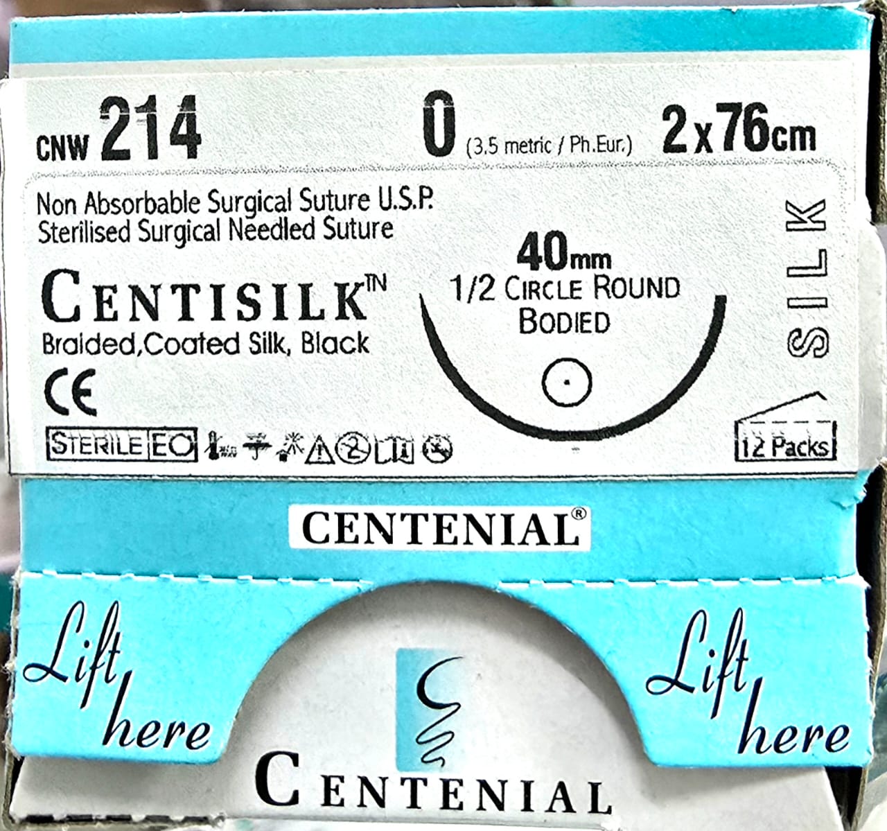 Centisilk No.1-0 Suture Round Body CNW214 – 2×76cm Centisilk No. 1-0 Round Body 2×76cm CNW214