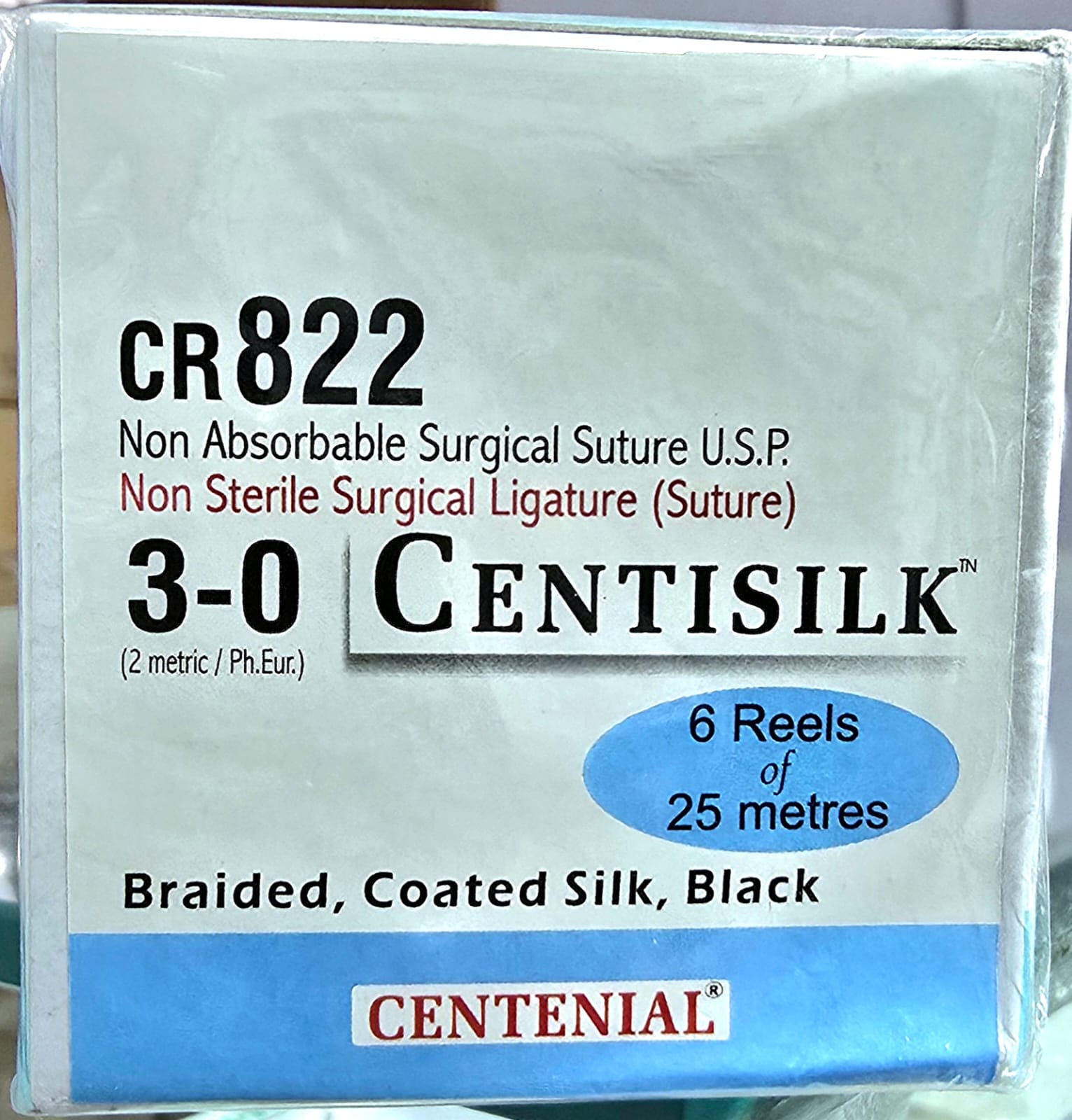 Centisilk Silk Reel No. 3-0 CR822 – Natural Silk Suture Centisilk Silk Reel No. 3-0 CR 822