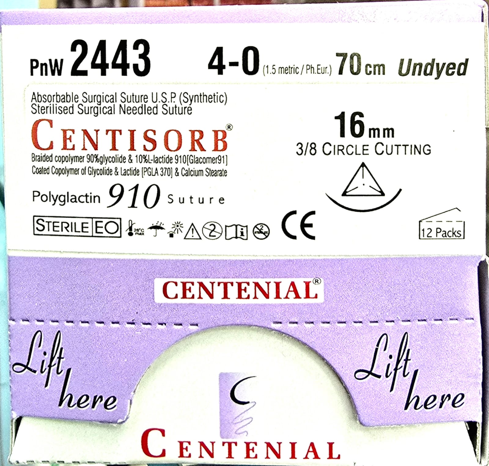 Centisorb 4-0 Cutting 70cm Surgical Suture Anoop Medical Centisorb 4-0 cutting 70cm PnW2443