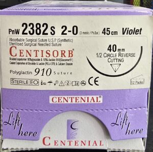 Centisorb 2-0 Reverse cutting, 45cm violet absorbable surgical suture PnW 2382s