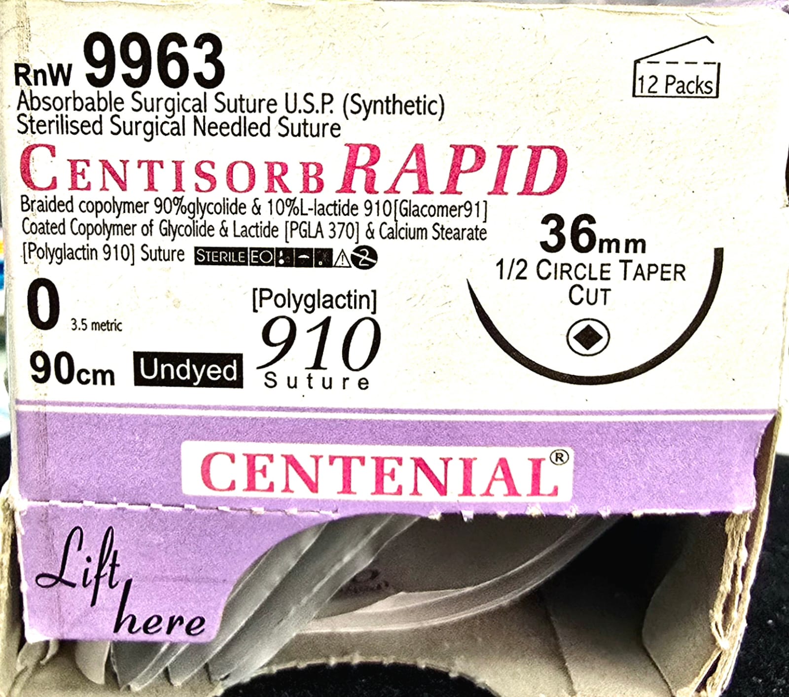 Centisorb Rapid 1-0 90cm Surgical Suture Anoop Medical Centisorb Rapid 1-0 90cm RnW9963