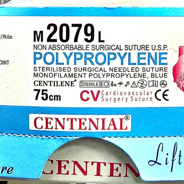 Centilene 7-0 , 9mm 3/8 Circle taper point Double Armed Needle, 75cm M2079L