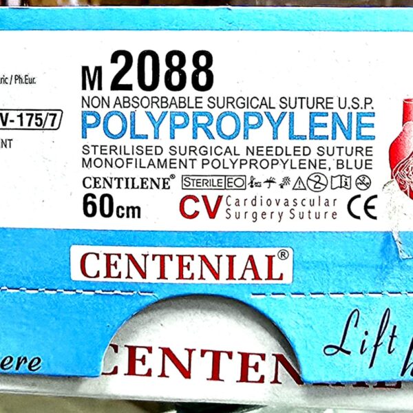 Centilene 8-0 8mm 3/8 Circle Taper Point Double Armed Needle 60cm
