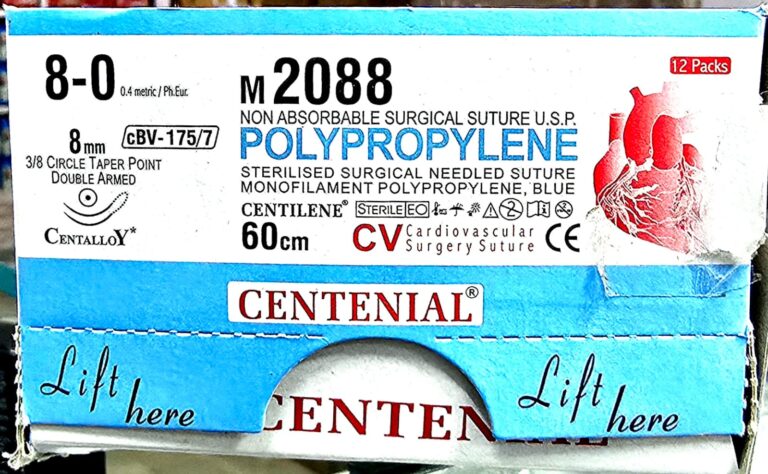 Centilene 8-0 8mm 3/8 Circle Taper Point Double Armed Needle 60cm